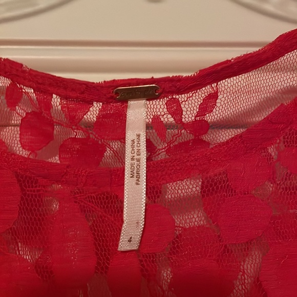 Free People lined detailed lace coral dress - Picture 2 of 4